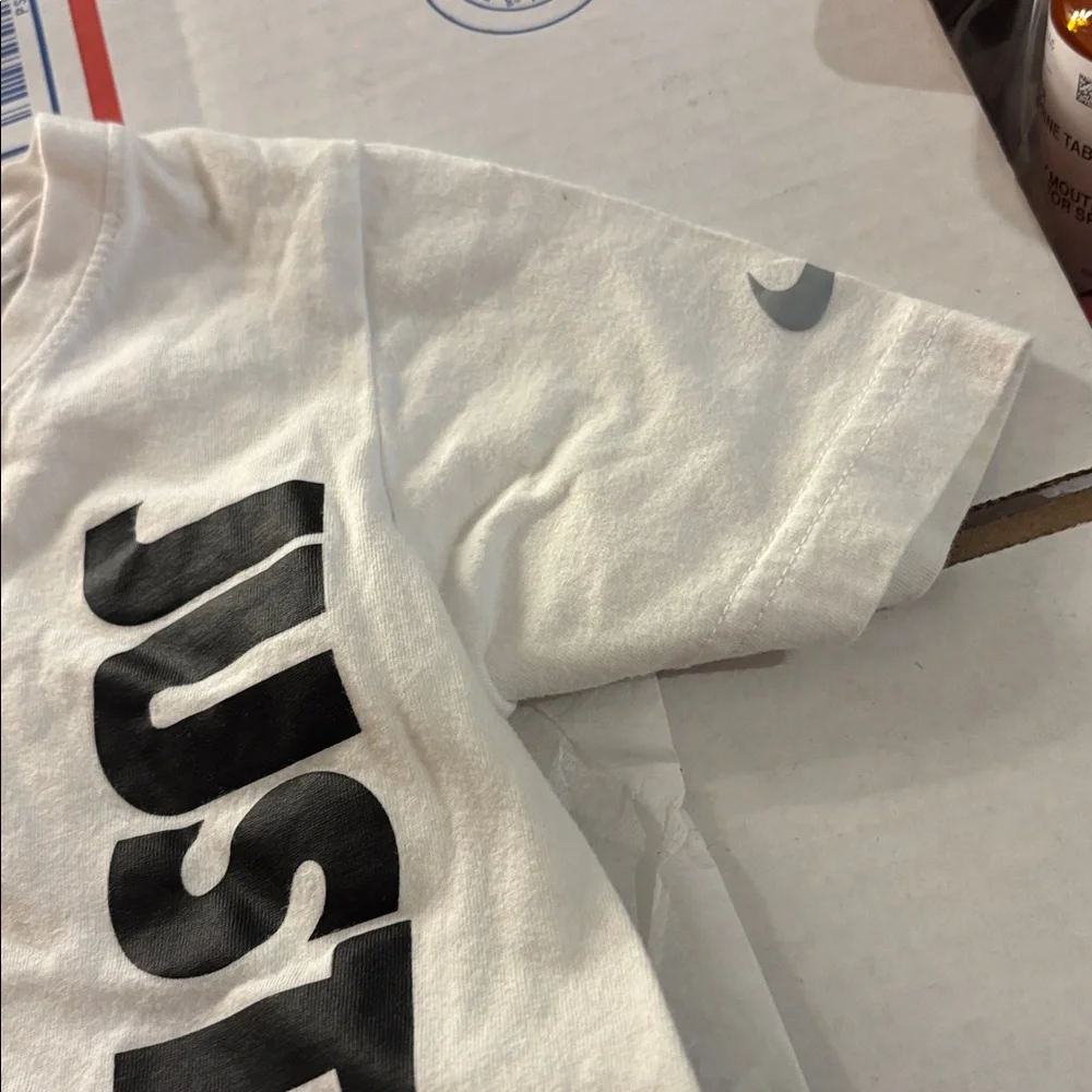 Nike Kids White T-Shirt with Black 'Just Do It' Print 6